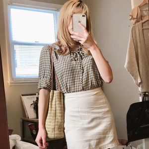 Retro Chiffon Tie-Front Blouse